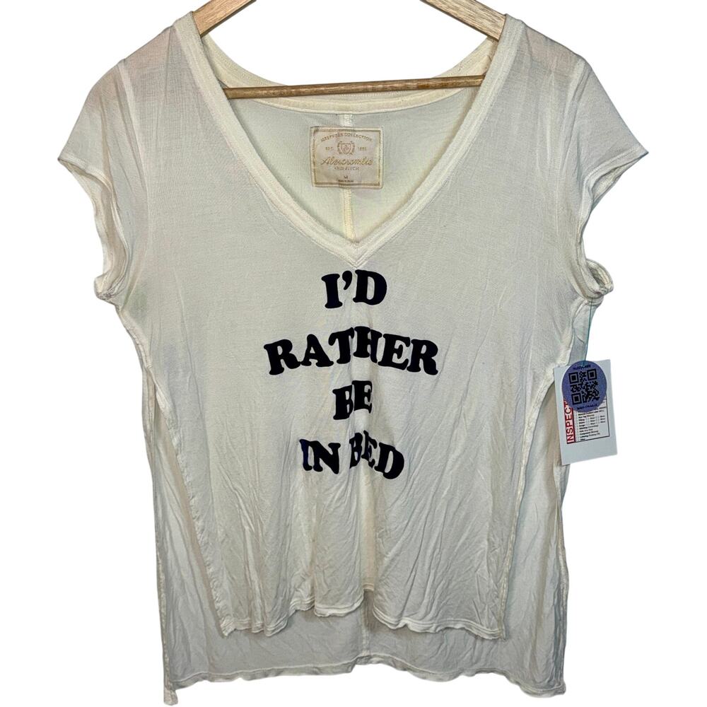 Abercrombie & Fitch Sleepwear Cream Blue Sleep Tee Shirt Top Womens Size Medium